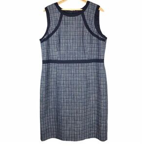 Talbots Petite Navy & White Plaid Tweed A-Line American Shift Dress, 14P